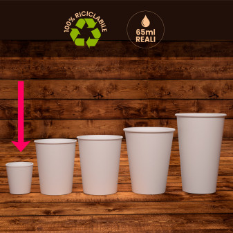 100 Bicchierini da Caffè con coperchi in Carta PubGreenCUP da 65ml