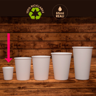 100 Bicchierini da Caffè con coperchi in Carta PubGreenCUP da 65ml
