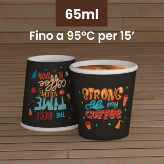 100 Bicchierini in Carta Riciclabile StrongLifeCUP da 65ml e Coperchi
