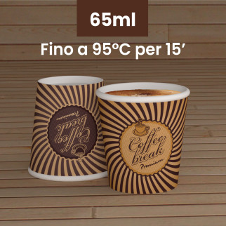 100 Bicchierini in Carta Riciclabile VintageCUP da 65ml e Coperchi