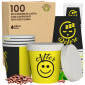 Immagine 1 - Bicchierini da Caffè in Carta Riciclabile Fantasia DownUpCUP Yellow da 65ml con Coperchi - Confezione da 100