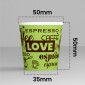 Immagine 2 - Bicchierini da Caffè in Carta Riciclabile Fantasia LoveGreenCUP da 65ml con Coperchi - Confezione da 100
