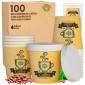 Immagine 1 - Bicchierini da Caffè in Carta Riciclabile Fantasia CuzcoCUP Yellow da 65ml con Coperchi - Confezione da 100