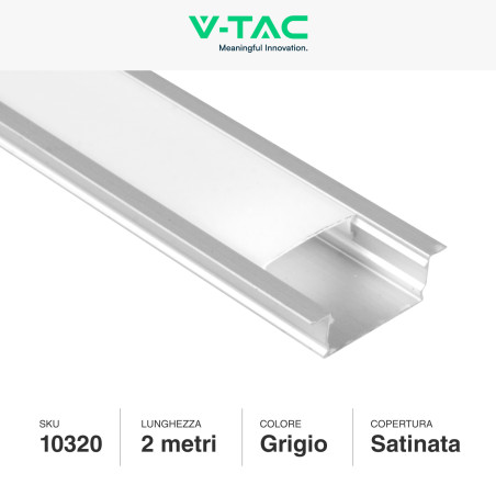 Eurocali 1x Profilo da 2 metri (2mt) in Alluminio Bianco per Strisce LED con Schermatura Opaca e ingombro max striscia led 12.5mm - 17.2 x 14.4