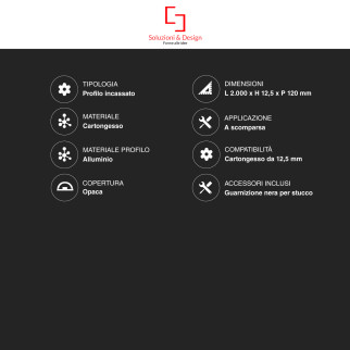 SD290/S12 5 Profili in Alluminio Integrati da 2m per Strisce LED SD