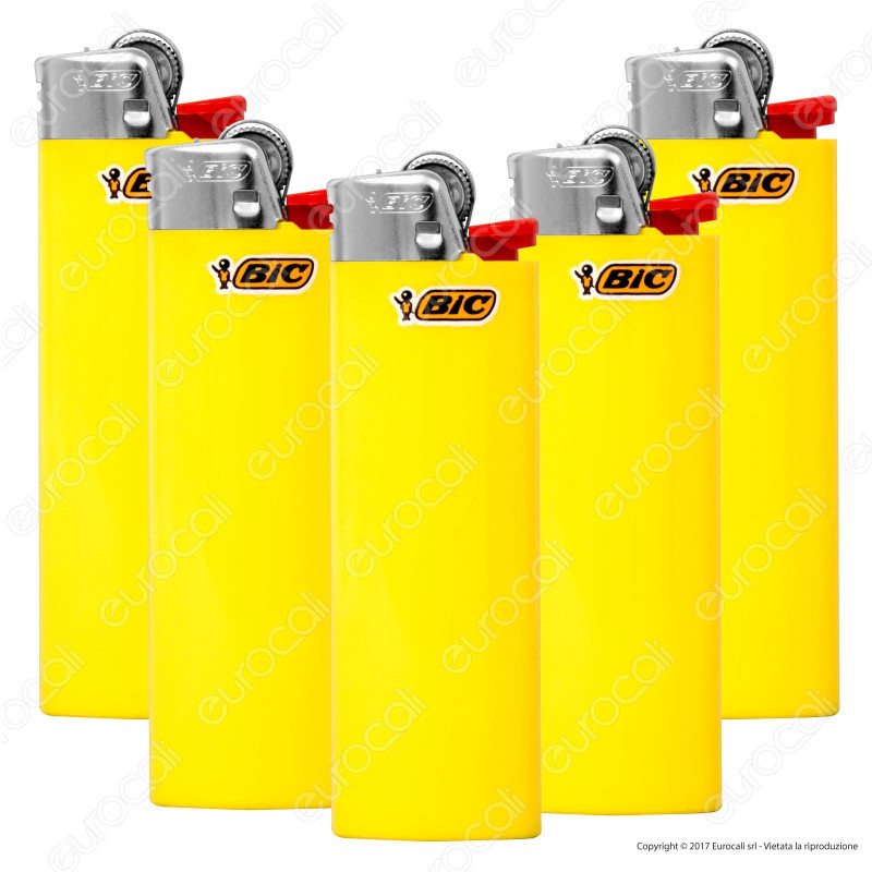 Bic Maxi J26 Grande Monocromo Colore Giallo - 5 Accendini [TERMINATO]
