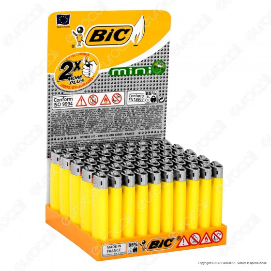 Bic Mini J25 Piccolo Monocromo Colore Giallo - Box di 50 Accendini Bic Mini J25 Piccolo Monocromo Colore Giallo - Box di 50 Accendini