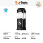 Immagine 2 - Uniross Lanterna Ricaricabile Torcia 200lm Ricaricabile con Pannello Solare IP44 con Funzione Power Bank - mod. ULSA05