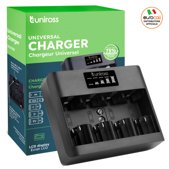Uniross Universal Charger Caricabatterie Universale AA / AAA / C / D / 9V Uniross Universal Charger Caricabatterie Universale AA / AAA / C / D / 9V
