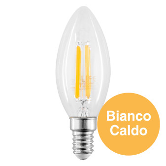 Life Lampadina LED E14 Filament 7W Candela C35 in Vetro