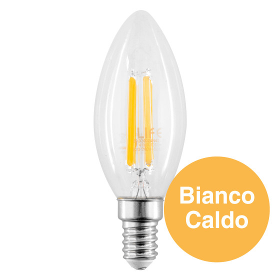 Life Lampadina LED E14 Filament 7W Candela C35 in Vetro Life Lampadina LED E14 Filament 7W Candela C35 in Vetro