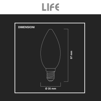 Life Lampadina LED E14 Filament 7W Candela C35 in Vetro