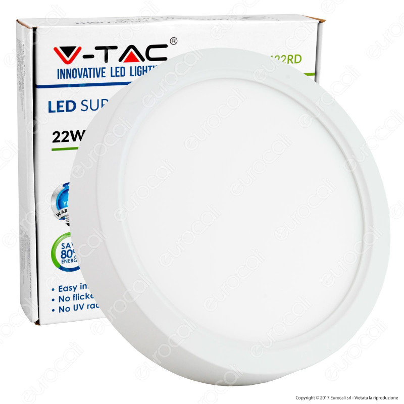 V-Tac VT-1422RD Pannello LED Rotondo 22W SMD5630 - SKU 4817 / 4816 /