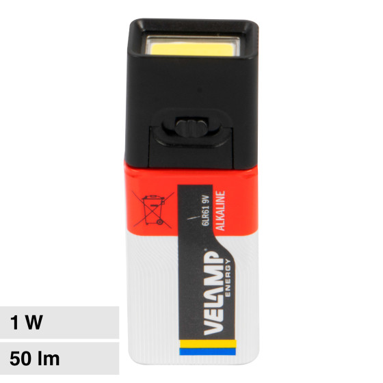 Velamp Torcia LED COB 1W pila 9V Tascabile Velamp Torcia LED COB 1W pila 9V Tascabile