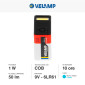 Immagine 3 - Velamp Snicker Torcia LED COB 1W pila 9V con Funzione Alta e Bassa Intensità Tascabile  - mod. IN217