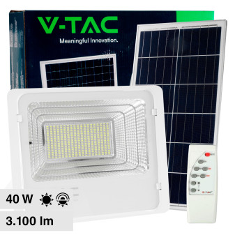 V-Tac VT-200W Faro LED 40W Faretto SMD IP65 Bianco con Pannello Solare...