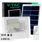 V-Tac VT-100W Faro LED 35W Faretto SMD IP65 Bianco con Pannello Solare Sensore Crepuscolare e Telecomando - SKU 10410 / 23019