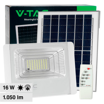 V-Tac VT-40W Faro LED Faretto 16W IP65 Bianco con Pannello Solare Sensore...