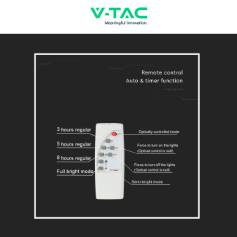 VT-40W Faro LED 16W IP65 Pannello Solare con Telecomando V-Tac