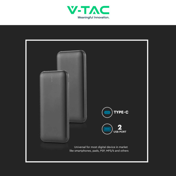V-TAC Power bank V-tac 10000mAh caricatore wireless solare nero VT-11111 -  7835