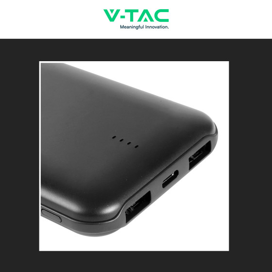 V-TAC Power bank V-tac 10000mAh caricatore wireless solare nero VT-11111 -  7835