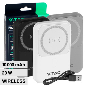 V-Tac VT-3529 Power Bank Wireless 10000mAh MagSafe Ultra Sottile Ricarica...