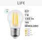Immagine 5 - Life Lampadina LED E27 7W Minisfera G45 MiniGlobo Filament Vetro Trasparente - mod. 39.920251C27 / 39.920251C30 / 39.920251N40