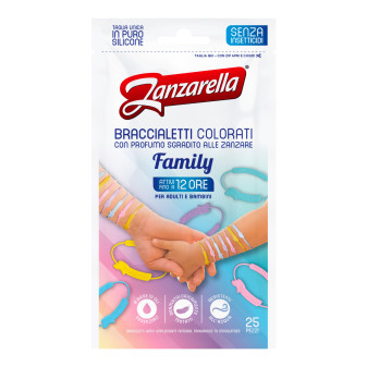 Zanzarella Family Braccialetti Colorati con Profumo Repellente Anti Zanzare...