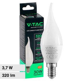 V-Tac VT-1818TP Lampadina LED SMD E14 3,7W Candela Fiamma C37 - SKU 214164
