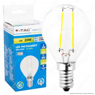 V-Tac VT-1896 Lampadina LED E14 2W MiniGlobo Filamento P45 - SKU 4262