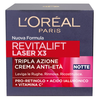 L'Oréal Paris Revitalift Laser X3 Crema Viso Notte Anti-Età con Pro-Retinolo...