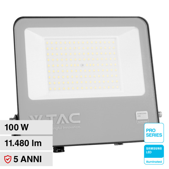 VT-44101 Faro LED 100W SMD Chip Samsung IP65 Nero V-Tac Pro VT-44101 Faro LED 100W SMD Chip Samsung IP65 Nero V-Tac Pro