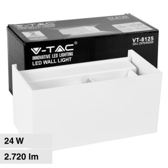 V-Tac VT-8125 Lampada LED da Muro 24W Wall Light IP65 con Doppio LED Applique...