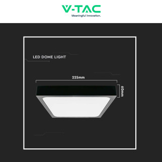 VT-8618S Plafoniera LED Quadrata 18W SMDV-Tac IP44 Sensore