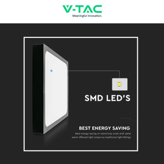 VT-8618S Plafoniera LED Quadrata 18W SMDV-Tac IP44 Sensore