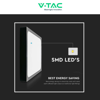 VT-8618S Plafoniera LED Quadrata 18W SMDV-Tac IP44 Sensore