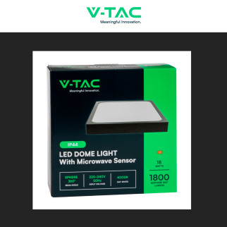 VT-8618S Plafoniera LED Quadrata 18W SMDV-Tac IP44 Sensore