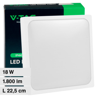 V-Tac VT-8618 Plafoniera LED Quadrata 18W SMD IP44 Colore Bianco - SKU 7624 /...