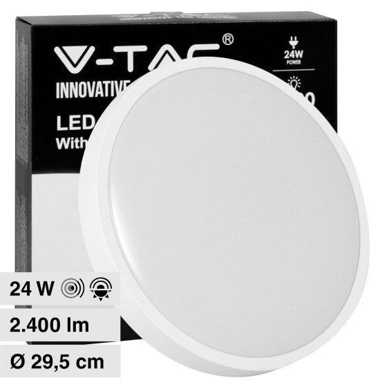 VT-8624S Plafoniera LED Rotonda 24W SMD IP44 Bianca V-Tac VT-8624S Plafoniera LED Rotonda 24W SMD IP44 Bianca V-Tac