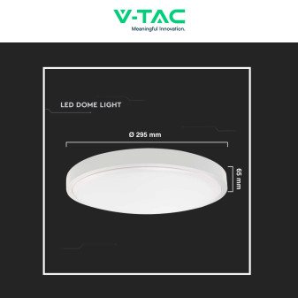 VT-8624S Plafoniera LED Rotonda 24W SMD IP44 Bianca V-Tac