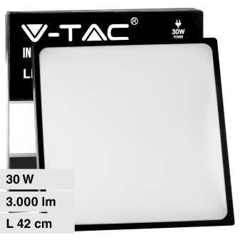 V-Tac VT-8630 Plafoniera LED Quadrata 30W SMD IP44 Colore Nero - SKU 7648 /...