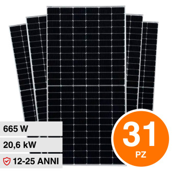 V-Tac VT-665 Kit 20.6kW 31 Pannelli Solari Fotovoltaici 665W 132 Celle IP68 -...