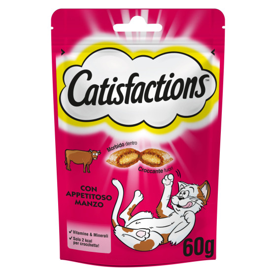 Snack al Manzo per Gatti - Confezione 60g Catisfactions Snack al Manzo per Gatti - Confezione 60g Catisfactions