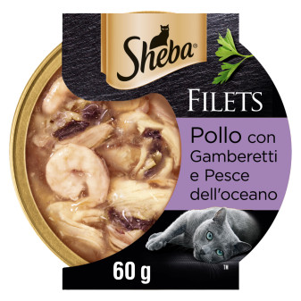 Sheba Filets Pollo con Gamberetti e Pesce dell'Oceano Cibo per Gatti -...