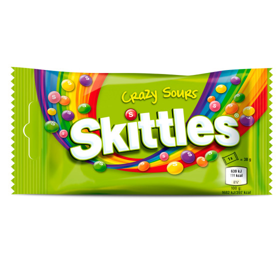 Crazy Sours Caramelle alla Frutta Gusto Aspro 38g Skittles Crazy Sours Caramelle alla Frutta Gusto Aspro 38g Skittles