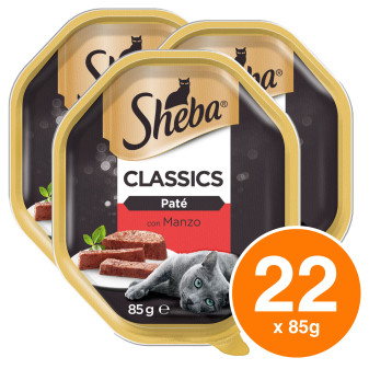 Sheba Classics Paté con Manzo Cibo per Gatti - 22 Vaschette da 85g