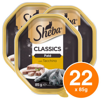 Sheba Classics Paté con Tacchino Cibo per Gatti - 22 Vaschette da 85g