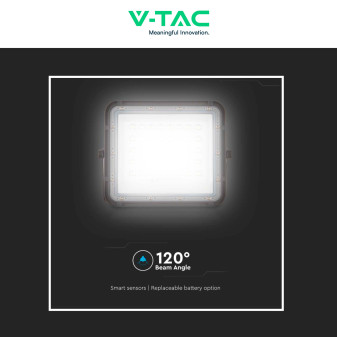 VT-40W Faro LED 6W IP65 Nero Pannello Solare e Telecomando V-Tac