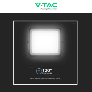 VT-40W Faro LED 6W IP65 Nero Pannello Solare e Telecomando V-Tac