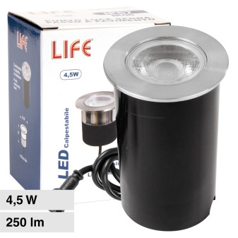 Life Punto Luce LED COB 4,5W Segnapasso da Interramento in Acciaio 316...